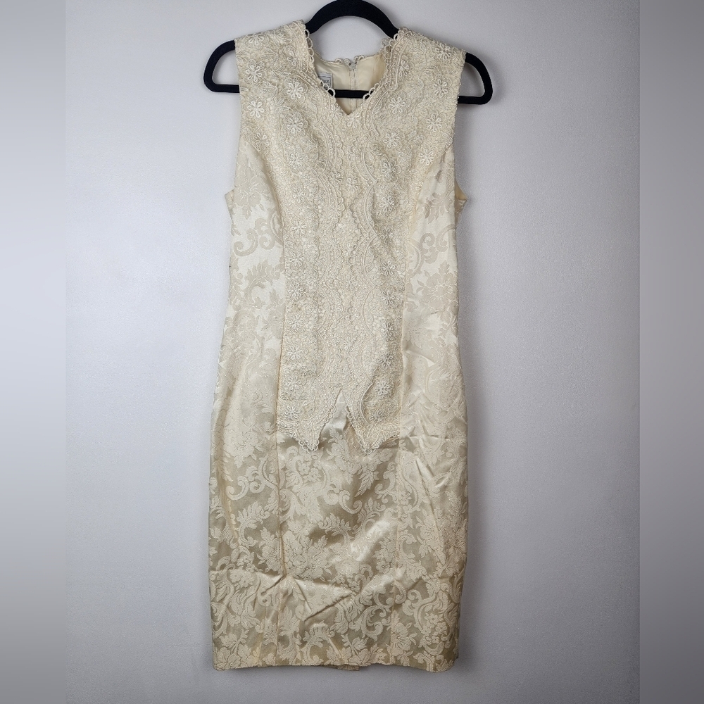 Jessica McClintock Vintage Bridal Lace Knee Length Dress Wedding Size 10